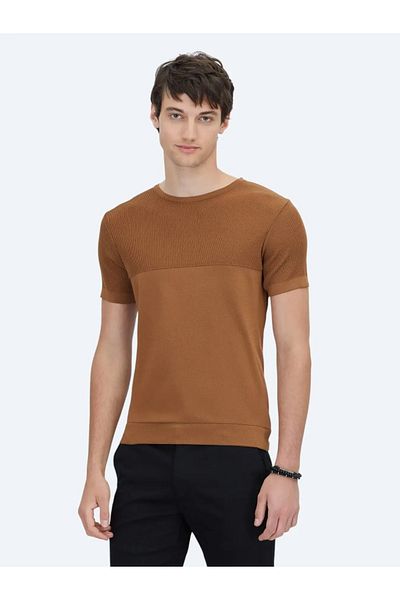 Kip Brown Crew Neck Patterned Knitwear