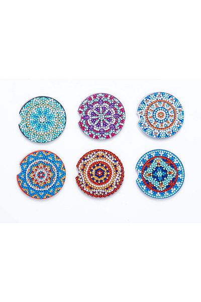 Anzrle Set de 6 suporturi de pahare Anzrle, lemn/acril, multicolore, 7 cm
