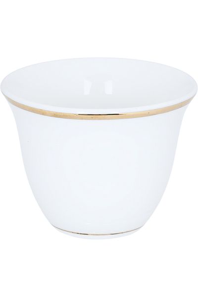 Alsaif Gallery Arabic Coffee Cup Set, Alsaif Gallery, 12 Pieces, 100 ml, Gold Edges - White