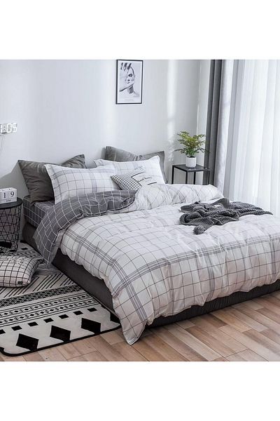 CHIRASO CHIRASO 4-Piece Bedding Set, Satin Cotton, Fitted Sheet 180x200 cm, 2 Pillowcases
