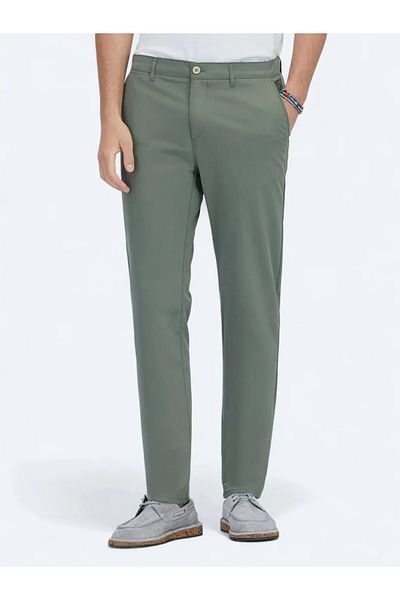 Kip Khaki Woven Casual Trousers