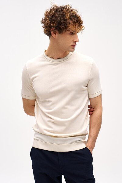 İgs Чоловічий кремовий стандартний поло з коротким рукавом