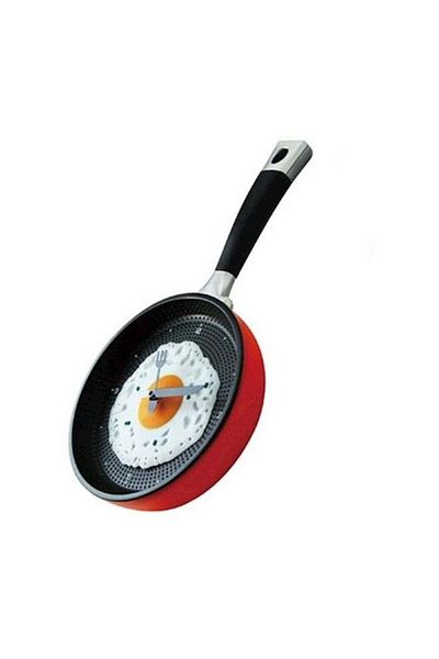 Generic Fry Pan Kitchen Fried Egg Design Wall Clock Multicolour 20.5cm