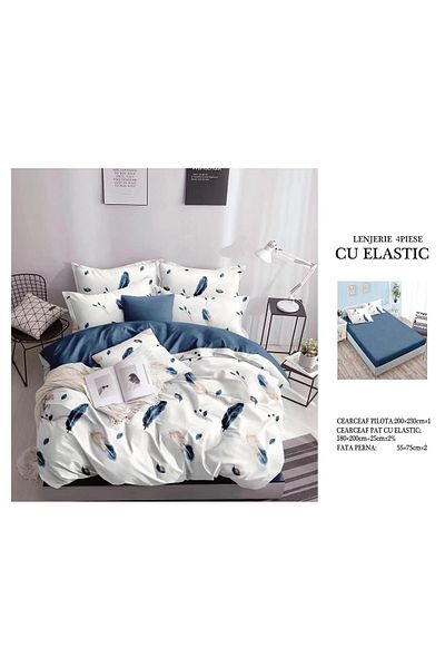 CHIRASO CHIRASO 4-Piece Bedding Set, Satin Cotton, Fitted Sheet 180x200 cm, 2 Pillowcases