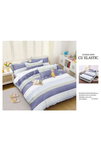 CHIRASO CHIRASO 4-Piece Bedding Set, Satin Cotton, Fitted Sheet 180x200 cm, 2 Pillowcases