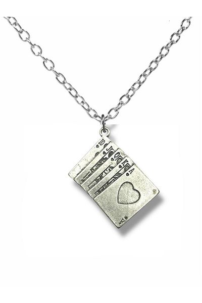 Herşey Nota Silver Color Unisex Necklace with Playing Cards Figures – Poker and Luck Themed Jewelry