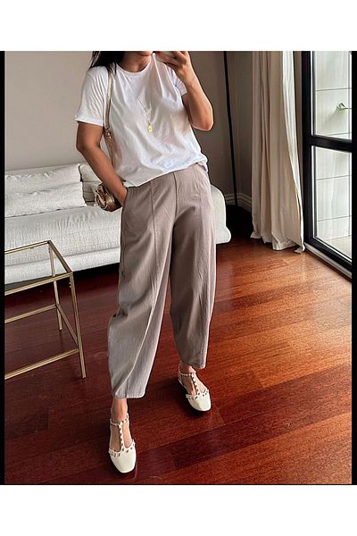 DIEANDMORE Gabardine Fabric Women's Shalwar Trousers