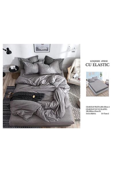 CHIRASO CHIRASO 4-Piece Bedding Set, Satin Cotton, Fitted Sheet 180x200 cm, 2 Pillowcases