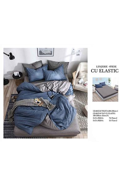CHIRASO CHIRASO 4-Piece Bedding Set, Satin Cotton, Fitted Sheet 180x200 cm, 2 Pillowcases
