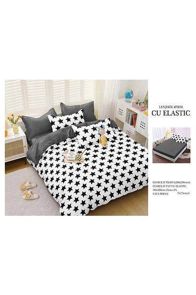 CHIRASO CHIRASO 4-Piece Bedding Set, Satin Cotton, Fitted Sheet 180x200 cm, 2 Pillowcases