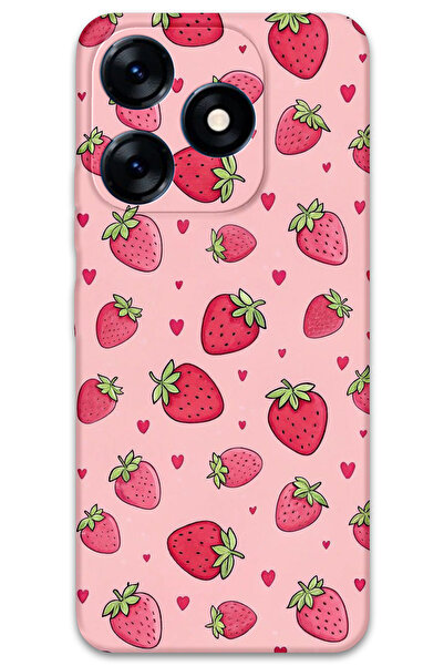 Gramaphone Tecno Spark Go 2024 Uyumlu Çilek Desenli Telefon Kılıfı + Ekran Koruyucu - 5804