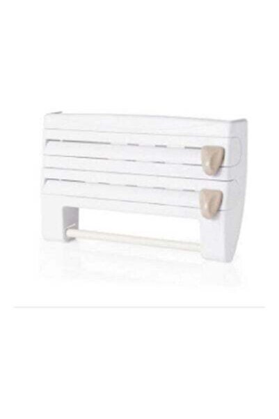 HALAMODO Triple Paper Stand-Dispenser With Cutter For Foiltissue And Nylon White 39X10X24cm