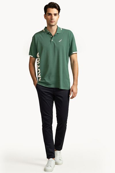 Nautica Logo Regular Fit Premium Cotton Logo Polo Shirt