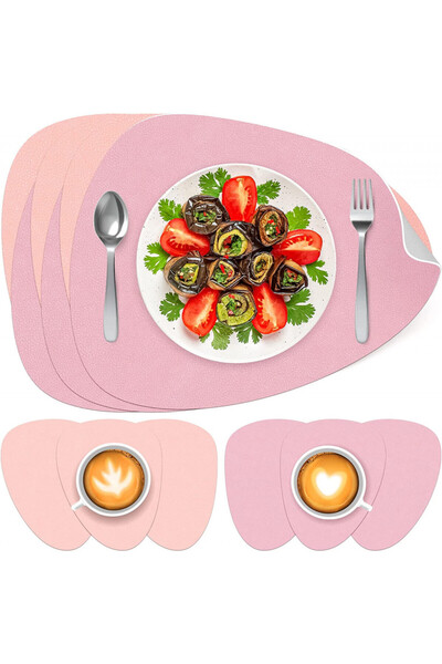 Kumeed Set of 6 placemats and 6 coasters K Kumeed, artificial leather, purple...