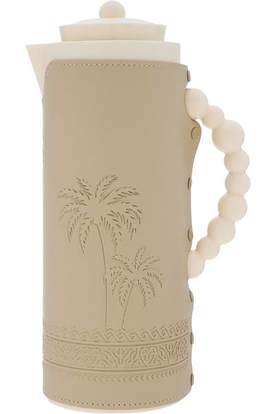 Alsaif Gallery Royal 7T Thermos by Alsaif Gallery, 1L, Leather Covered, Palm Engraving, Glass Inner, Plastic Outer