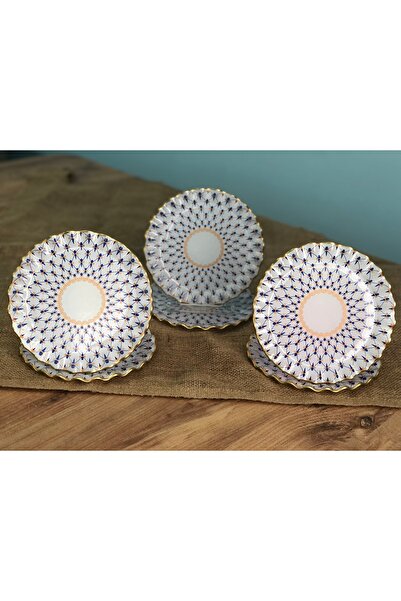 B&M Gem Patterned Curved Dessert Plate 6 Pieces