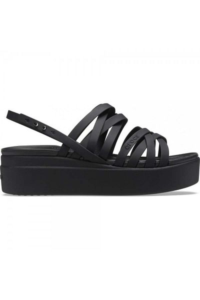 Crocs brooklyn strappy low wedge sandals - black