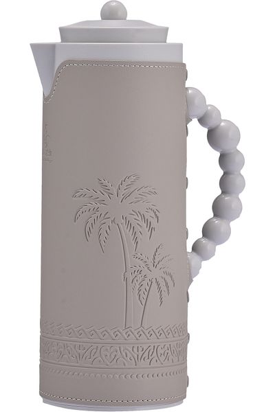 Alsaif Gallery Royal 7T Thermos, Alsaif Gallery, 1 Liter, Leather Covered, Palm Design, Glass Inner, Plastic Outer
