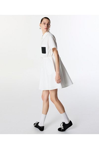 Twist Patched Poplin Dress
