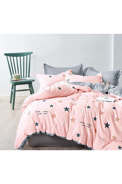 CHIRASO CHIRASO 4-Piece Bedding Set, Satin Cotton, Fitted Sheet 180x200 cm, 2 Pillowcases