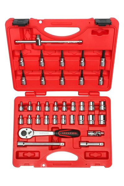 İzeltaş İzeltaş 3/8 Six Corner Socket Wrench and Socket Allen Set 35 Pieces