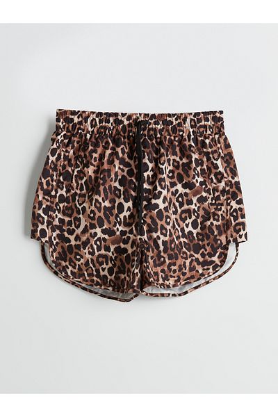 LC Waikiki Women's Leopard Patterned Swim Shorts with Elastic Waist