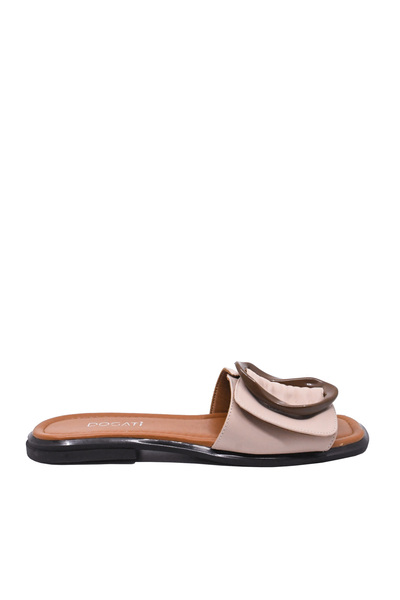Dogati Dogati powder pink flat clogs made of genuine leather with oversized buckle