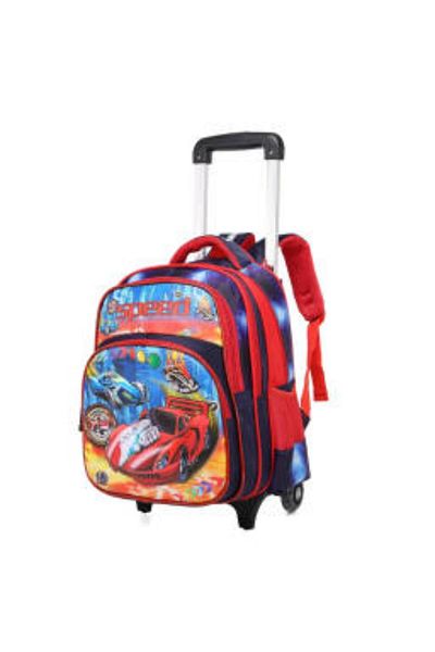 Generic STARGOLD 14-Inch Baby Trolley Backpack Set of 3 – Racing Car Design Rolling Bag, Navy
