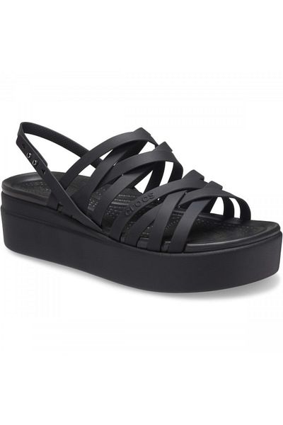 Crocs brooklyn strappy low wedge sandals - black
