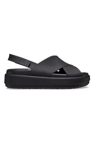 Crocs Brooklyn Luxe Cross Strap Sandals - Black/Black