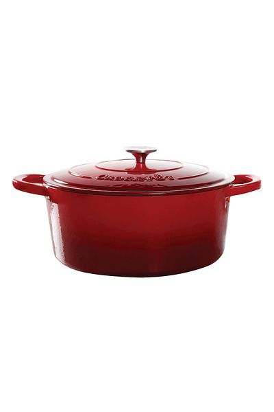 Crockpot® Enameled cast iron pot, 6.6L, oval, red