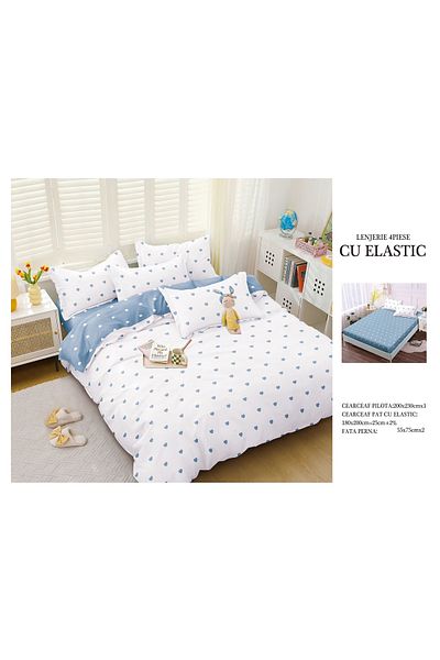 CHIRASO CHIRASO 4-Piece Bedding Set, Satin Cotton, Fitted Sheet 180x200 cm, 2 Pillowcases