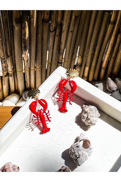 by deniz çakır takı & aksesuar Istakoz Design Earrings Red