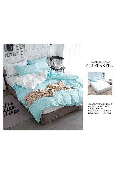 CHIRASO CHIRASO 4-Piece Bedding Set, Satin Cotton, Fitted Sheet 180x200 cm, 2 Pillowcases