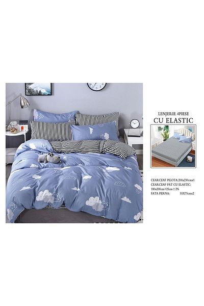 CHIRASO CHIRASO 4-Piece Bedding Set, Satin Cotton, Fitted Sheet 180x200 cm, 2 Pillowcases