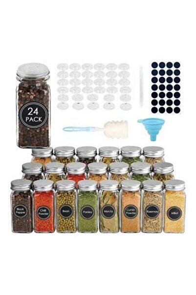 HALAMODO 24-Piece Glass Spice Jar Set Multicolour 10.5x4.3cm