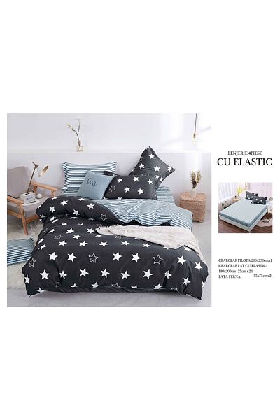 CHIRASO CHIRASO 4-Piece Bedding Set, Satin Cotton, Fitted Sheet 180x200 cm, 2 Pillowcases