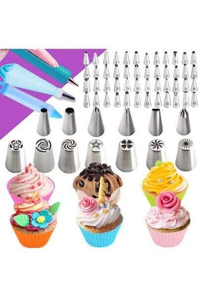 HALAMODO 492-Piece Baking Set Cake Decorating Kit Black Pink Silver 28 x 28 x 18cm