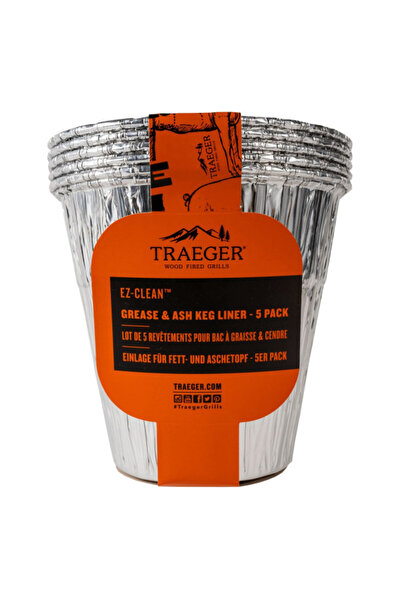 TRAEGER بطانة برميل الشحوم والرماد EZ-Clean للاستخدام مرة واحدة، مكونة من 5 قطع
