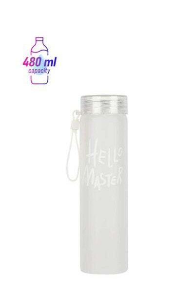 HALAMODO Hello Master Borosilicate Glass Water Bottle With Nylon Sleeve White 480ml