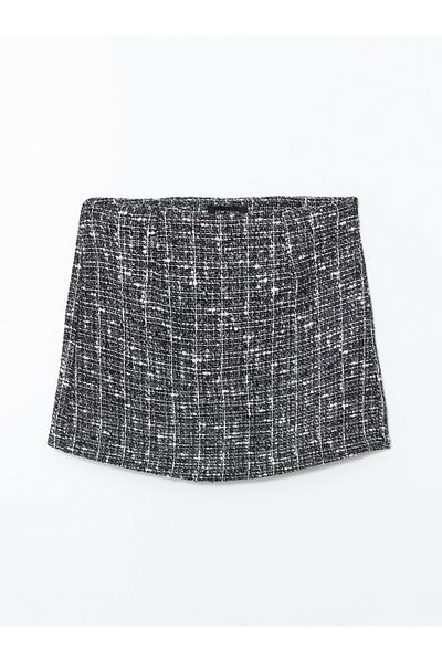 LC Waikiki Women's Tweed Shorts Skirt with Zipper at the Waist