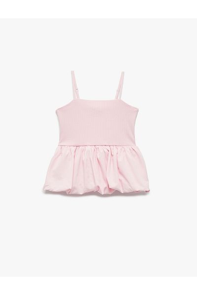 Koton Ribbed Thin Strap Sleeveless Cotton Crop Blouse