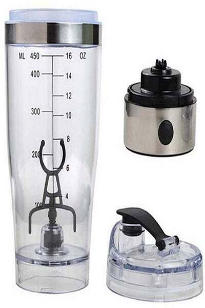 HALAMODO Portable Shaker Mixer Cup With Detachable Mixer Clear/Silver 3x3x4inch