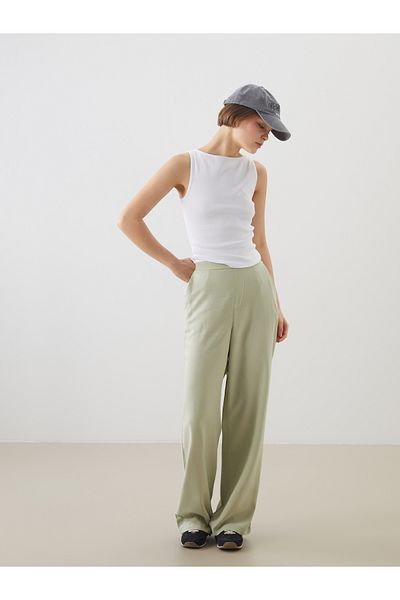 LC Waikiki Pantaloni de damă în amestec de in cu talie elastică
