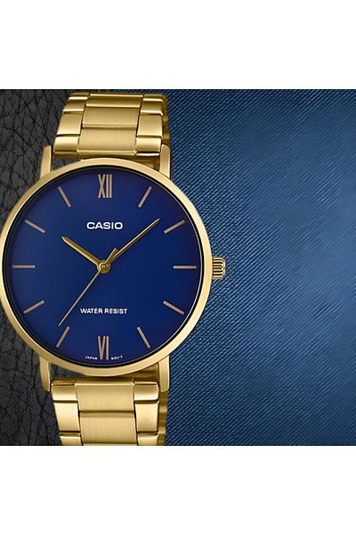 Casio Analog Watch 'Gold Royal Blue