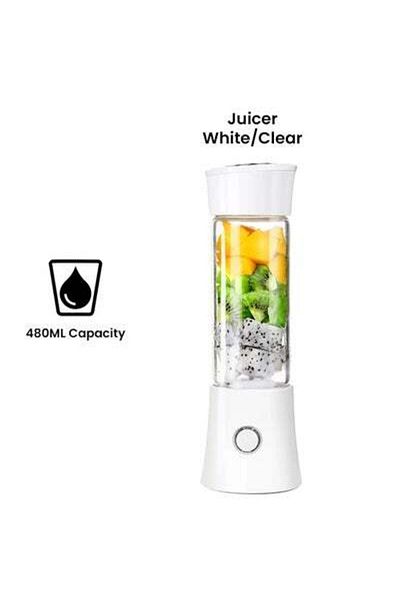 HALAMODO USB Rechargeable Blender With Juicer Cup 480.0 ml H7789W White/Clear