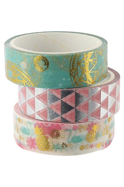 Roco Washi Tape – 3 Reels, 15mm x 5m, Assorted Colors