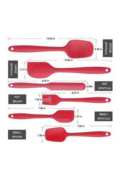 HALAMODO 6-Piece Silicone Spatula Set Red