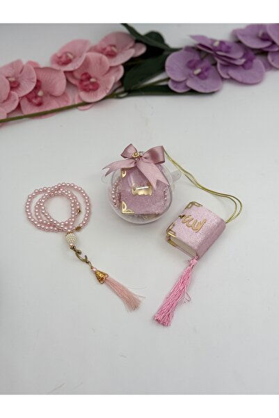 Uğurlu Hac Set de 10 mini corzi de rugăciune din perle de Coran în recipient.