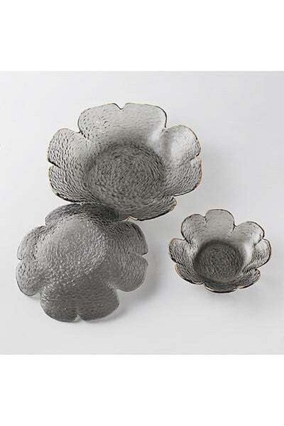 HALAMODO 3-Pieces Household Glass Plate Grey